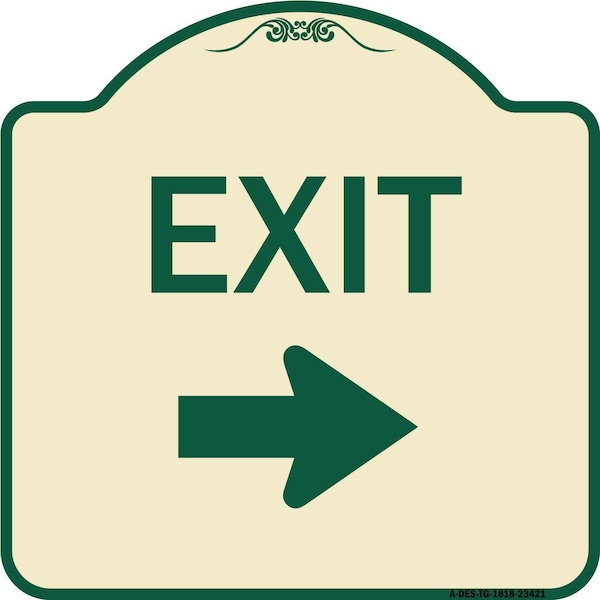 Parking Lot Exit Right Arrow Heavy-Gauge Aluminum Architectural Sign, 18" L, 18" H, TG-1818-23421